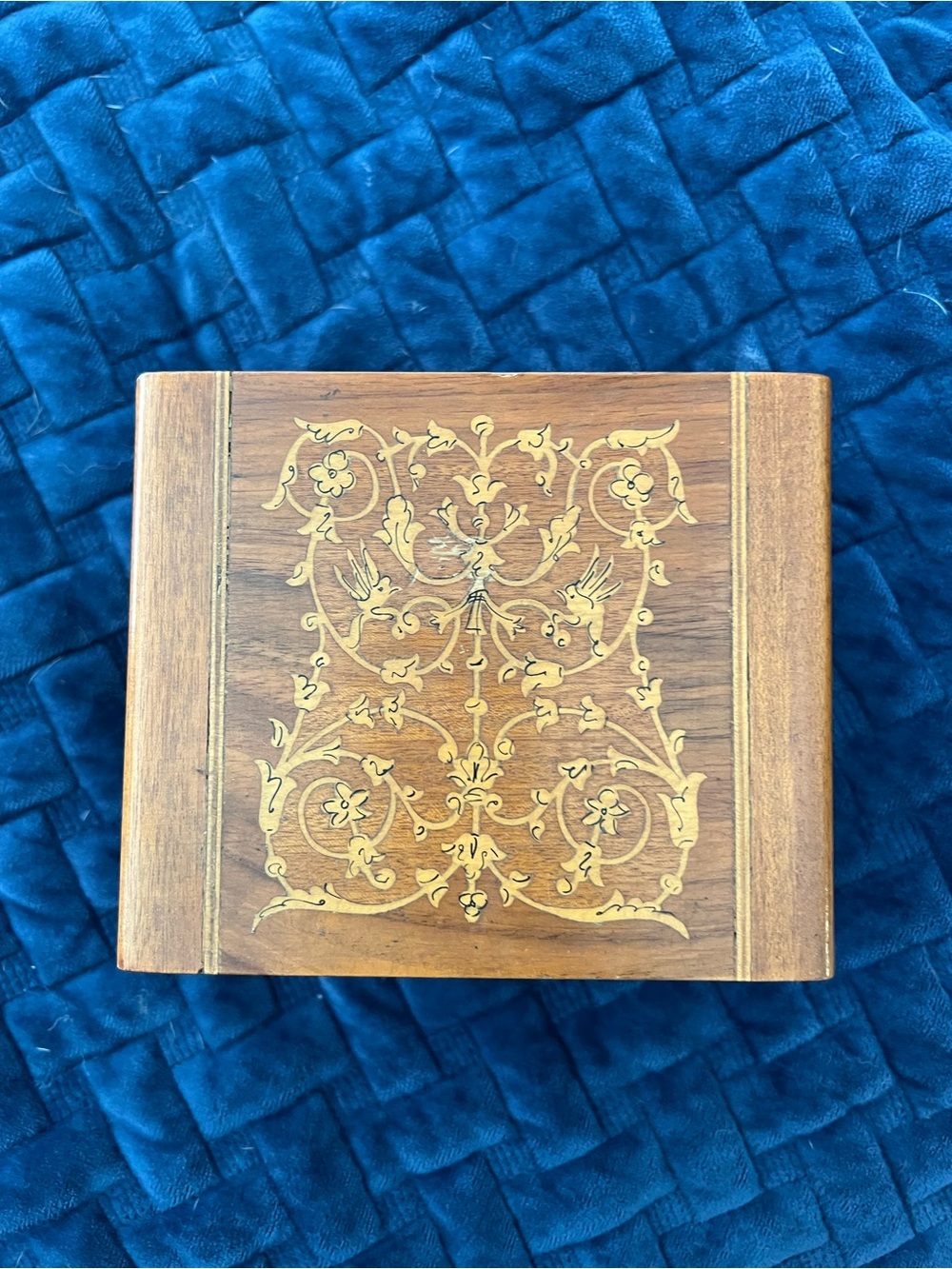 Ornate Wooden Antique cigarette Box and music box with Inlay